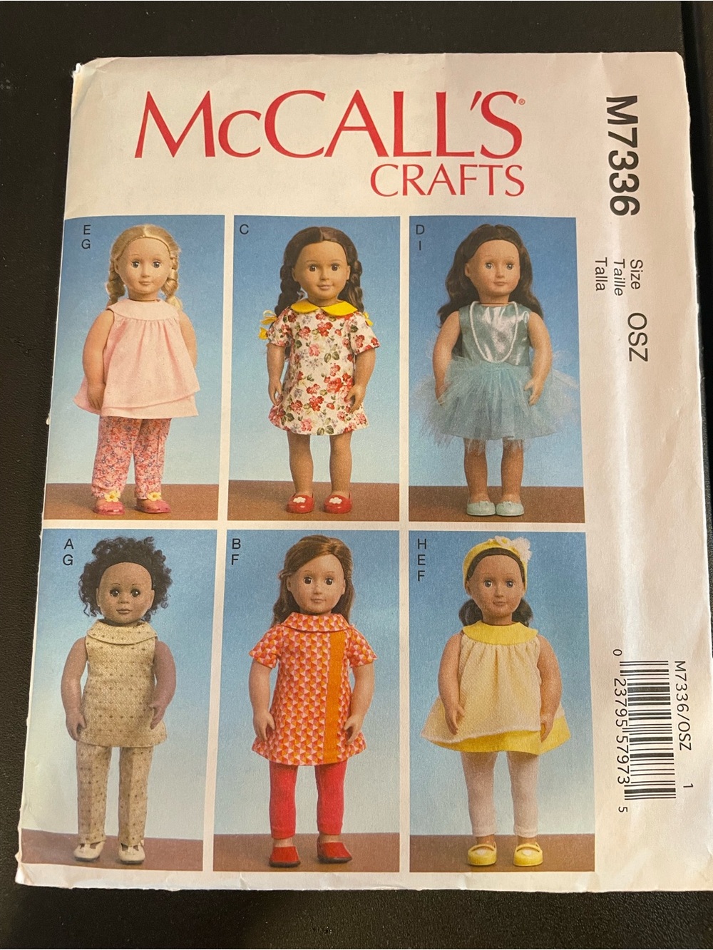McCall’s 7336 18” Doll Clothing Sewing Pattern